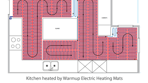 diseño de instalación de calefacción por suelo radiante de cocina